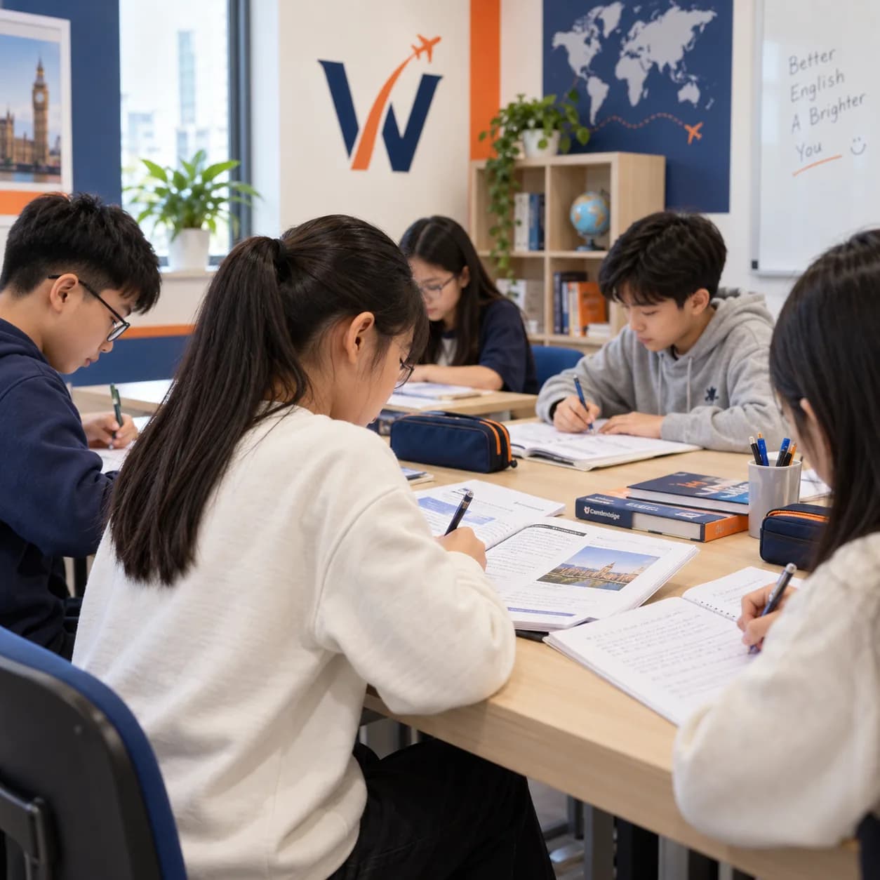 Học sinh lớp Kids Flyer tại Wobridge Academy trong giờ luyện viết