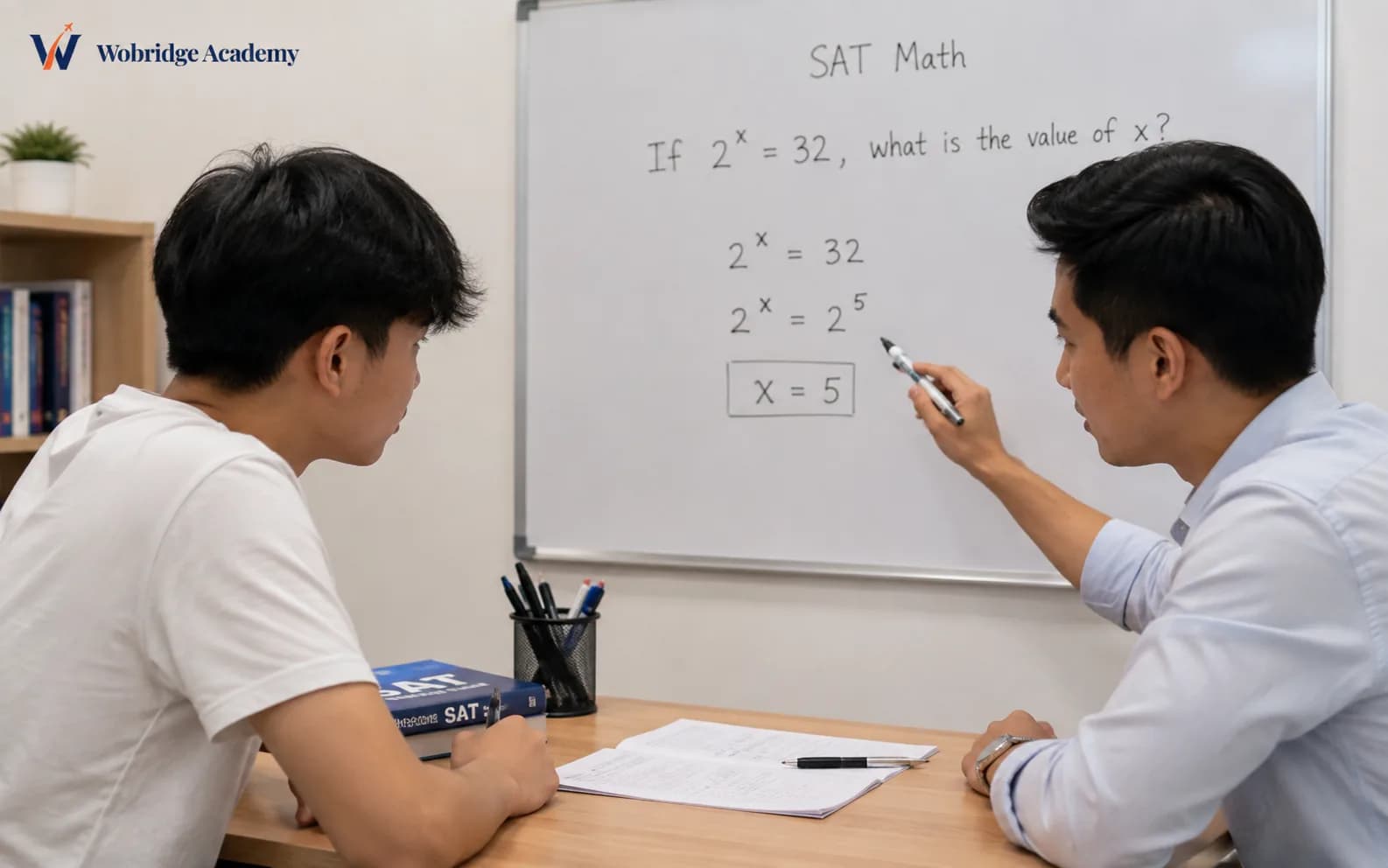 Giáo viên Wobridge chữa một bài toán SAT 1:1 cùng một học sinh