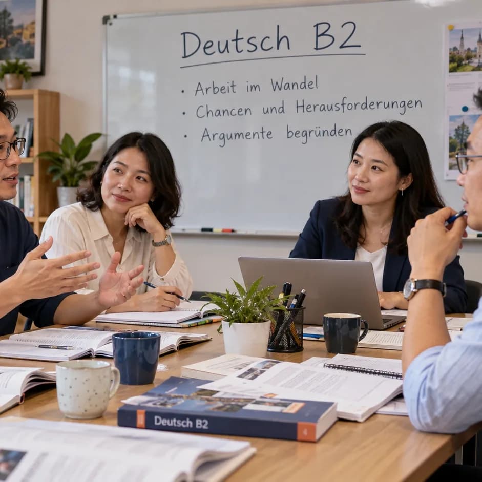German B2 students at Wobridge Academy during a discussion