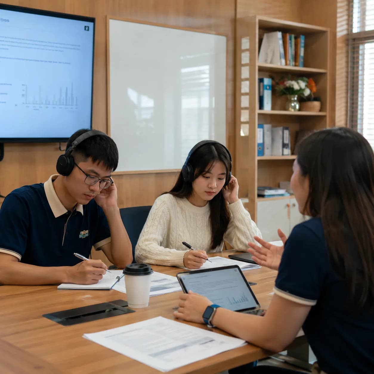 Lớp TOEFL iBT Academic tại Wobridge Academy trong giờ luyện Speaking tích hợp