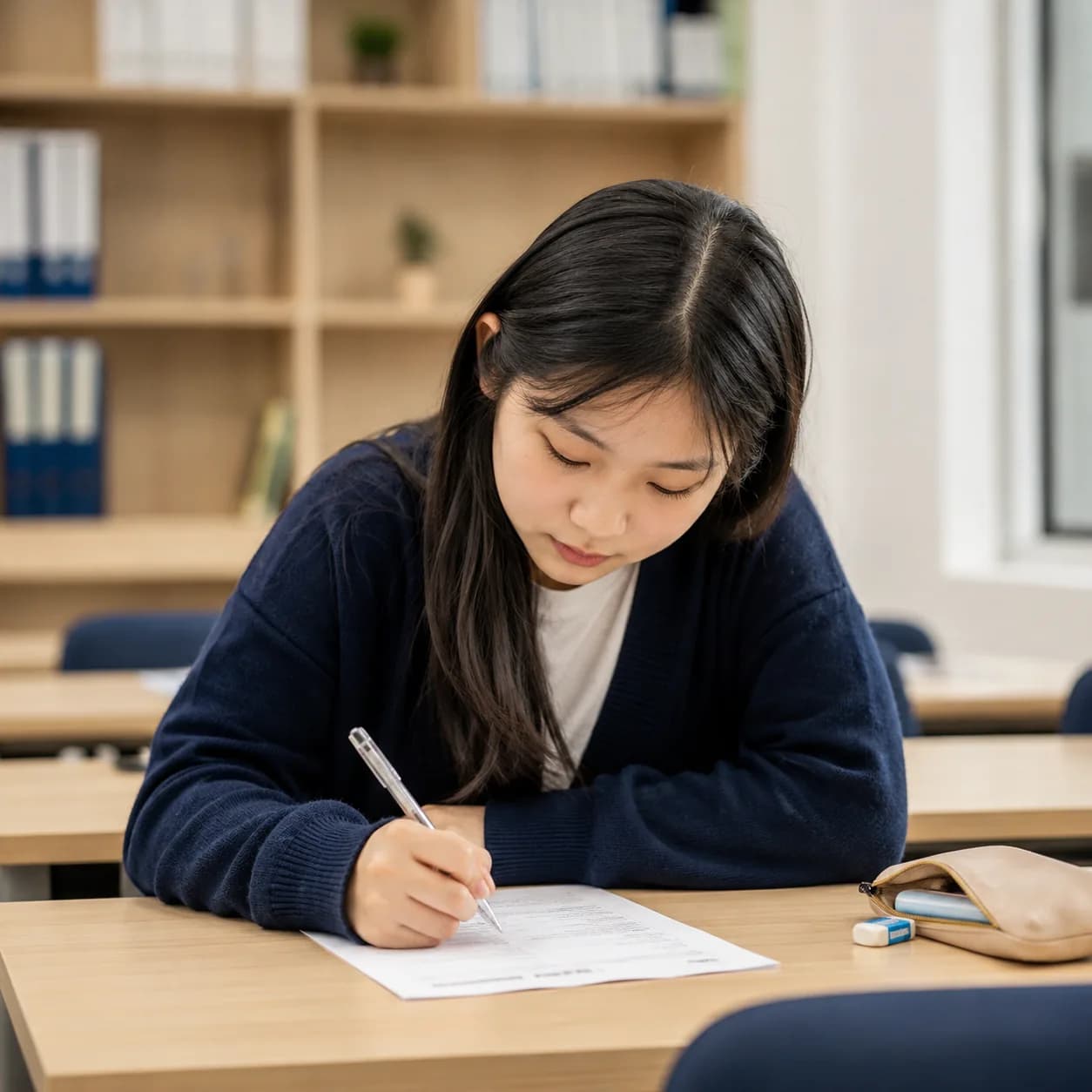 Học viên lớp VSTEP Foundation tại Wobridge Academy trong giờ luyện viết