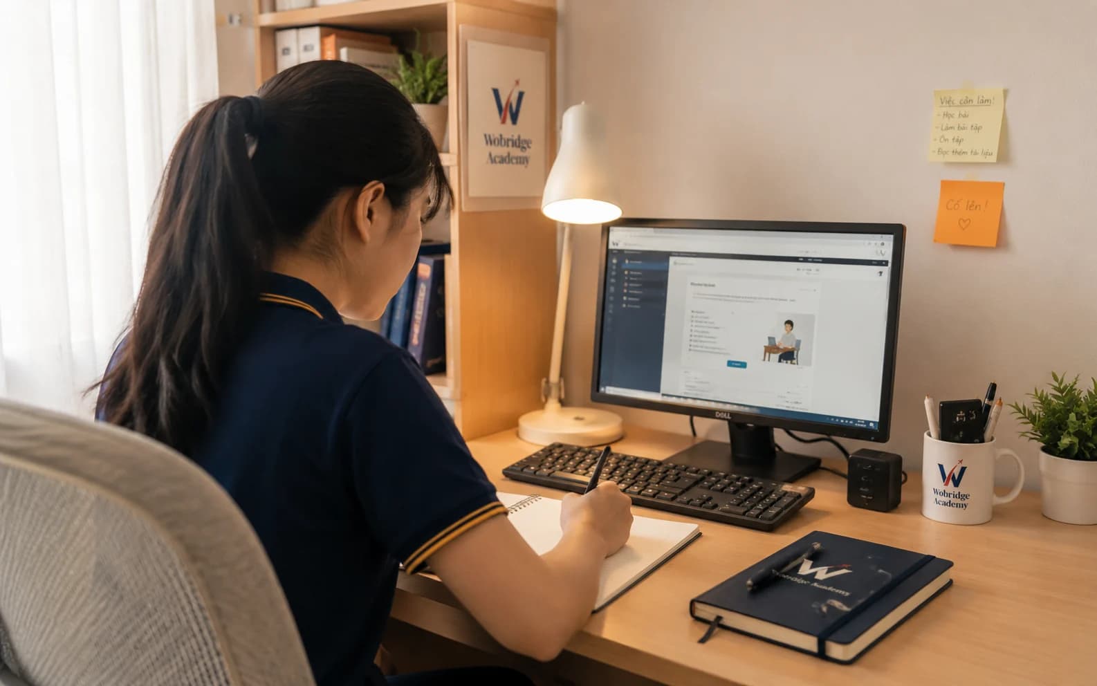 Học viên tự học khóa E-learning trên máy tính