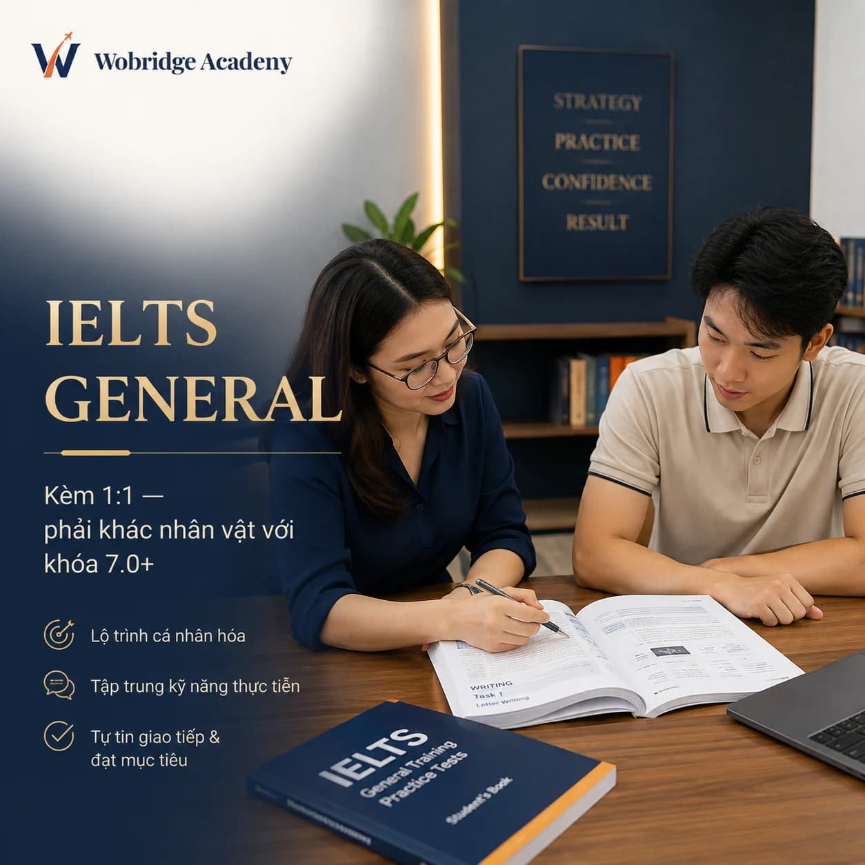 Buổi học kèm 1:1 của khóa IELTS General tại Wobridge Academy
