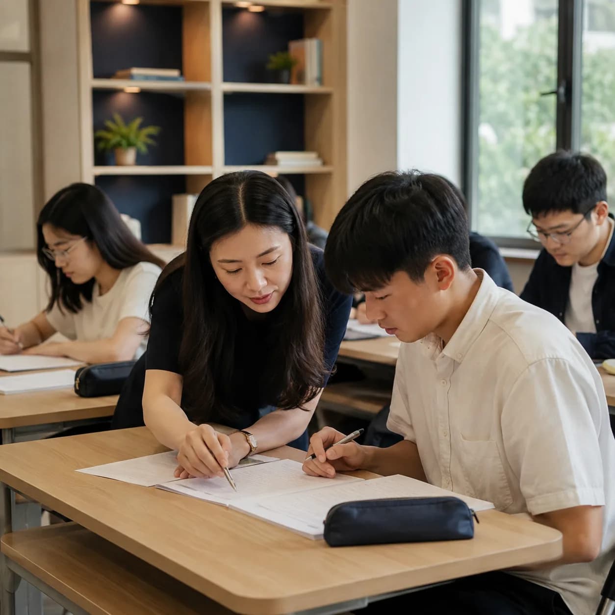 Lớp VSTEP B1 – B2 tại Wobridge Academy trong giờ chữa bài Writing