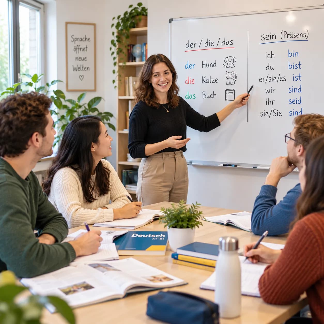 Học viên lớp tiếng Đức tại Wobridge Academy trong một buổi học nhóm nhỏ